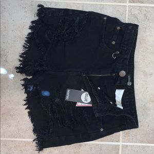 Black Distressed Jean Shorts w/optional Chain Hook